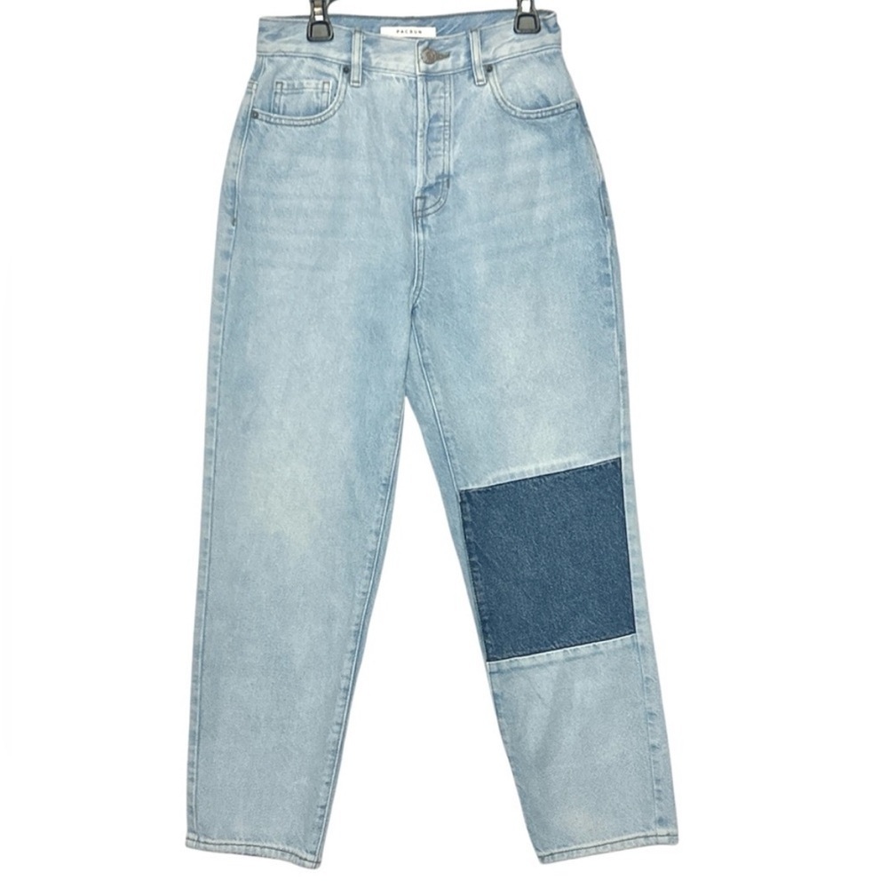 PacSun Women's Color Block Two Tone High Rise Straight Denim Jeans Retro 90s Y2K